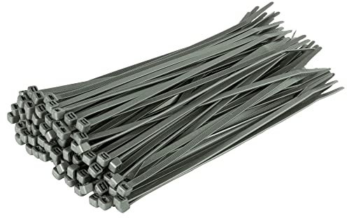 GTSE 100 Pack of Silver/Grey Cable Ties, 200mm x 2.5mm Premium Tie Wraps, Nylon Zip Ties