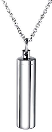 dsanbo Memorial Schmuck Asche Urne Anhänger Zylinder Edelstahl Halskette Silber