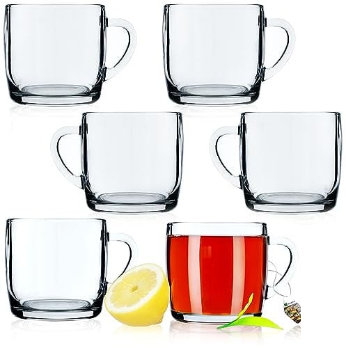 KADAX Teegläser 310 ml, 6er Set, Gläser mit Griff, Glastassen für 6 personen, spülmaschinenfest, Trinkgläser für Kaffee, Tee, Wasser, Saft, Drink, Saftgläser, Wassergläser, Gläserset