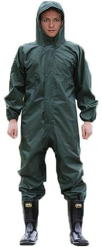Guiran Herren wasserdichte Overalls mit Kapuze Regen Overalls Arbeitskleidung Regenmantel Sicherheit Anzüge Armeegrün XL