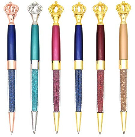 Gullor Gel-Tintenroller, Kugelschreiber, Krone, Kristall, Metall, mehrfarbig, 6 Stück (Mehrfarbig B)
