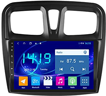 Android Auto Audio Stereo 9 Zoll Touchscreen, Unterstützt Bluetooth WiFi FM-Empfänger Spiegel-Link Rückfahrkamera 1080P Video, Für Renault Logan 2 2012-2019 Autoradio,Octa core,4G WiFi 4+64