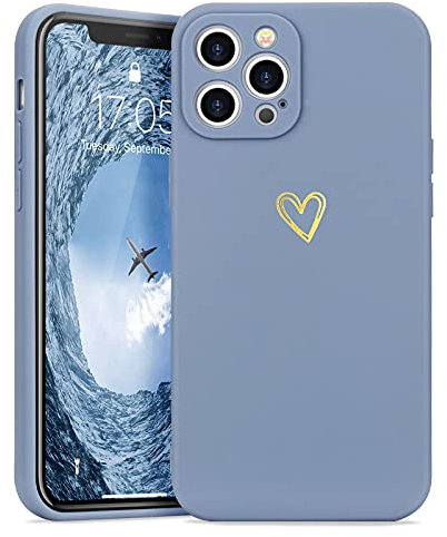 Lafunda Handyhülle Kompatibel mit iPhone 12 Pro Max Hülle Mädchen süß Herz Schutzhülle mit Kameraschutz stoßfest Ultra Dünn Silikon Case Bumper Back Cover für iPhone 12 Pro Max Blau