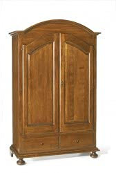 Mar.c.a. Design - Kleiderschrank mit 2 Türen und Hut, rund, 2 Schubladen aus Pappelholz, Farbe Nussbaum, dunkel, für den Innenbereich, Kunst Povera Made in Italy - Maße 125 x 61 x 200 h