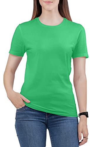 Love My Fashions Women's Round Neck Short Sleeves Plain Cotton T-Shirt Kelly Green