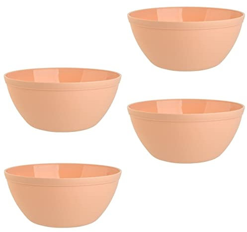 Engelland 4er Set Schalen Müslischalen Dessertschalen Salatschale Suppenschale Reisschale Bowl in Farbe apricot aus Kunststoff BPA-frei groß 900 ml
