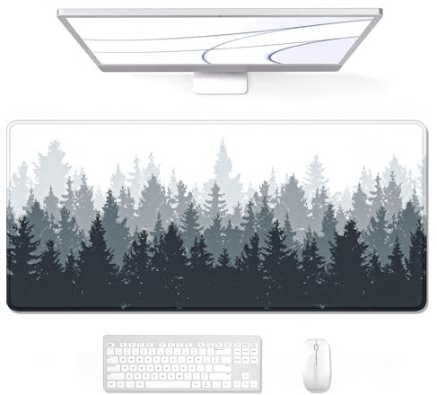 Auhoahsil Large Mouse Pad, XXL Gaming Mousepad, Desk Mat for Desktop, Thick Rubber, Big & Long Size, Stitched Edges, Full Desk Pad for Laptop & Computer, Extended 31.5 x 11.8 in, Ink Misty Forest