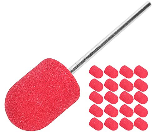 Nail Art Sanding Cap, Nail Drill Bit Block Sanding Cap, Polishing Head Grinding Sanding Bands Set Polisher Sand Manicure Pedicure Tool(10 x 15mm)(Big red)