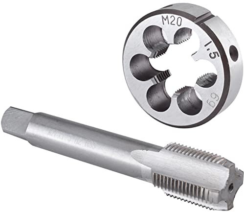 Burkit M20 x 1,5 Gewindebohrer und Schneideisen Set, M20 x 1,5 Maschinengewindebohrer und runde Schneideisen Rechtshänder