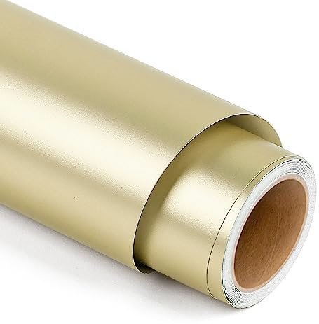 Lya Vinyl Rotolo di Vinile Permanente Metallizzato Opaco per Cricut, 30,5 cm x 1,5 m, Oro Champagne, Adesivo per Decorazione di Feste