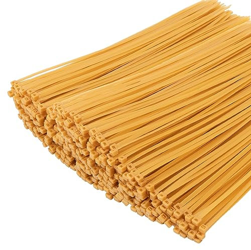 XINGO 1000 Piezas 300mm x 4.8mm Oro Bridas para cables profesionales,Resistentes UV, Bridas para Cables Para Oficina, Hogar, Exteriores
