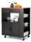 TANGZON Kitchen Storage Trolley on Wheels, Kitchen Island with Large Cabinet, Drawer, Open Shelf, 3 Spice Racks & Towel Rack, Wooden Countertop Utility Serving Cart for Dinning Living Room (Black)