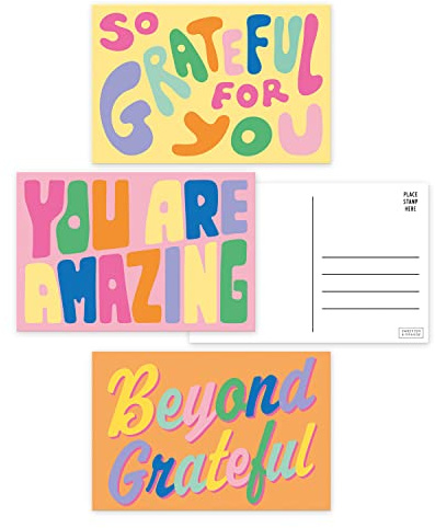S&O Colorful Thank You Postcards for Handwritten Messages - Postcard Style Thank You Cards Bulk Set of 60 - Appreciation Cards for Personalized Notes