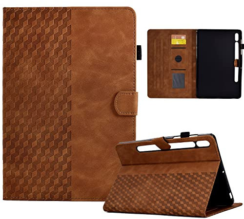 Vkooer Funda para Samsung Galaxy Tab S8 2022 /S7 2020 11 Pulgada Carcasa SM-X700 / X706 /T870 / T875 Cuero PU Flip Case Cover con Ranura para Tarjetas y Función de Soporte, Marrón