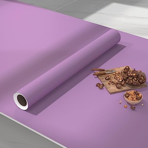 VIOPVERY Papier peint autocollant en vinyle épais pour plan de travail de cuisine, meubles de chambre à coucher, 40 x 500 cm, violet clair uni