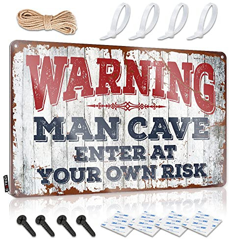Bar Signs For Man Cave Wrning Enter At Your Own Risk Tin Sign Door Decorations For Bedroom Boys Room Decor (Size : 20X30CM)
