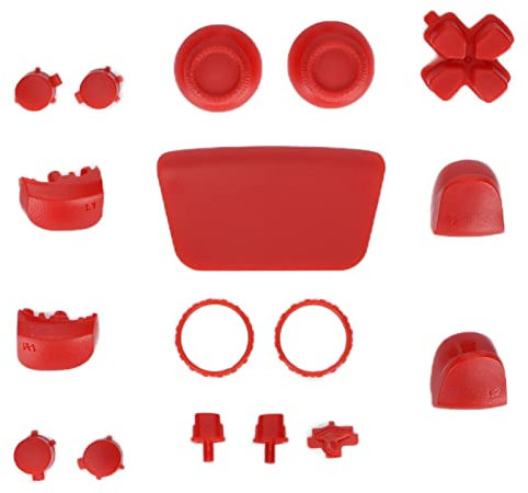 Komplettes Tastenset für PS5, Thumbsticks Tasten R1 L1 R2 L2 ABXY Tasten Controller Ersatzteile für PS5 (Rot)