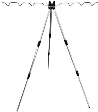 Crystals Tripod Stand for Six Fishing Rods - Telescopic Rest for Sea Fishing Rods, 6 Fishing Rods Holder for Sea Beach Coarse Shore Pier Tackle - Aluminium