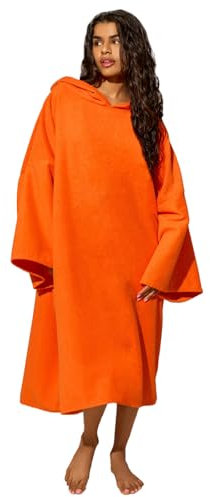 OHS Towel Poncho Adult Hooded Large Bath Swim Surf Beach Absorbent Dry Microfiber Changing Robe for Men Boys Quick Dry, Orange