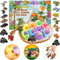 MOKYDUO Kinder Badebomben, Badekugeln, Dinosaurier-Badespielzeug, pädagogisches Geschenkset, Sortiment, Geburtstag, Kindertag, Weihnachten, 9 Badebomben und 3 Spielzeuge (ausgestorbene Dinosaurier)