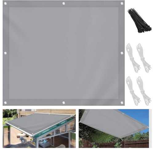 Toldo de 2 x 3 m, resistente al agua, protección UV, tela de toldo con ojales y cuerda, rectangular, resistente a la intemperie, para balcón, jardín, terraza, color gris claro
