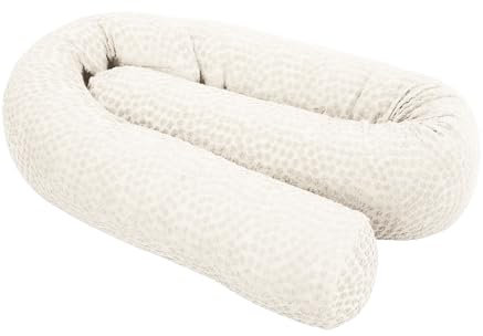 roba Bettschlange Seashells Oyster aus Bio Baumwolle - Bettumrandung mit Punkte Motiv - Organic Content Standard & Oeko Tex Standard 100 zertifiziert - 170 cm lang - Ø 12 cm - Weiß