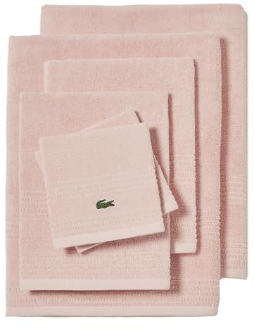 Lacoste Grand Slam Handtuchset 6-teilig - Weiche und Saugfähige Handtücher für Badezimmer, Schnelltrocknend - Enthält 2 Badetücher, 2 Handtücher, 2 Waschlappen, Hellrosa