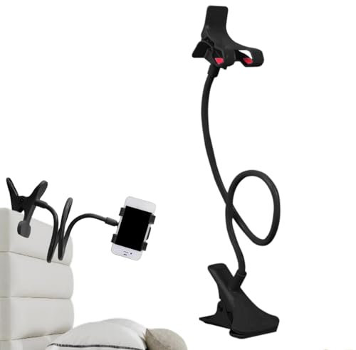 Adjustable Gooseneck Phone Holder for Bed Desk Headboard - Flexible Lazy Arm Mount with Clamp for Bedside Table. Long Arm Clip for Watching Movies, Video Calls, and Reading - Ideal Phone Stand