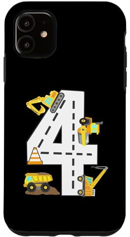 Hülle für iPhone 11 4. Bau Geburtstag Party Bagger Jungen 4 Jahre alt