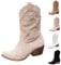 Generico Stivali Texani Camperos Texani Western Stivaletti a Punta Stivali Camperos Donna Boots a Metà Polpaccio Stivali Lunghi da Donna Piatti Scarponcini Cerniera da Cowboy Cowgirl Stivaletto
