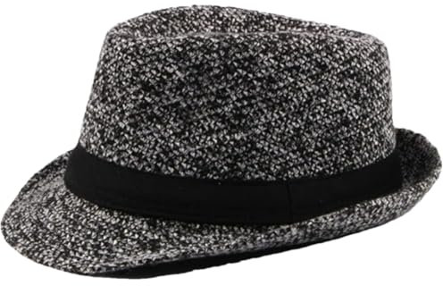 Britischer Stil, Fedora-Hüte für Herren, lässig, Trilby-Hüte, gestrickte Derby-Jazz-Mütze, klassische Retro-Hüte, Schwarz , Einheitsgröße