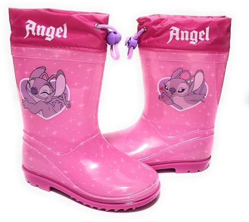 Disney Stivali da Acqua Stitch per Ragazze | Stivali da Acqua Lilo & Stitch | Stivali Acqua Angel Stitch, Rosa, 24 EU