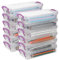 OGANAZI 12 Pack Stackable Clear Pencil Cases Plastic Pencil Box for Pen Pencil Storage Painting Brush Storage Box with Snap-tight Lids and Buckles Large Capacity Office Supplies Storage Box, Purple