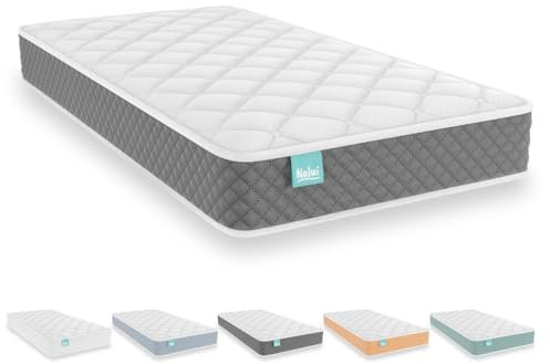 Nalui - Colchón Cuna Viscoelástico 120 x 60 cm Baby One Núcleo HR Adapt Foam, Tejido 3D Transpirable y Tejido Strech Hipoalergénico, Certificado Oeko-Tex® | Hecho en España. Altura ±12cm, Gris