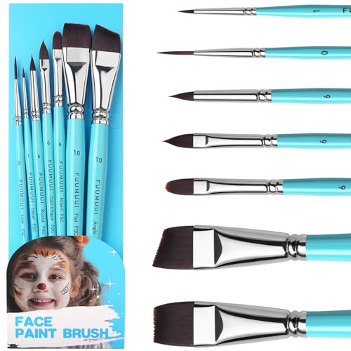 Set de Pinceaux Maquillage Enfant - 7 Pièces Pinceaux Professionnels en Poils Synthétiques pour Peinture du Visage, Maquillage de Théâtre, Halloween | Face Paint Brushes, Pinceaux Maquillages
