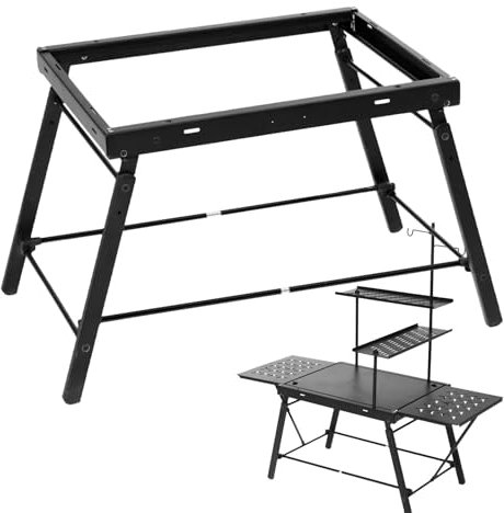 Klapptisch für Camping,Klappbarer Campingtisch,Outdoor-Campingtisch aus Aluminium | Rostbeständiges Tischgestell-Set, Camp-Essständer, leichtes Schreibtischregal für den Außenbereich, für Picknick-Gri