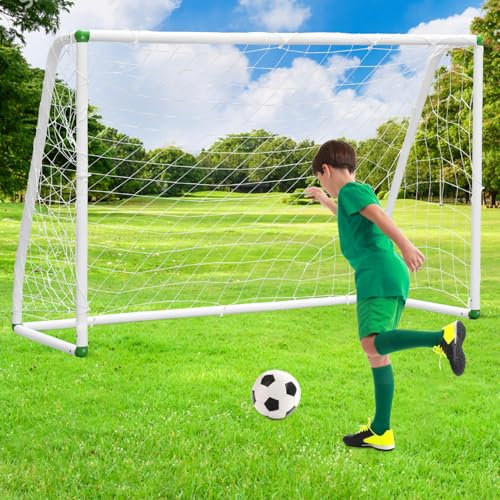 Vkechh Fußballtor 245x155 cm,PVC Fußballtore Fußballtor mit Netz für Strand, Park, Trainingstore, Spielplatz, Hinterhof, Garten