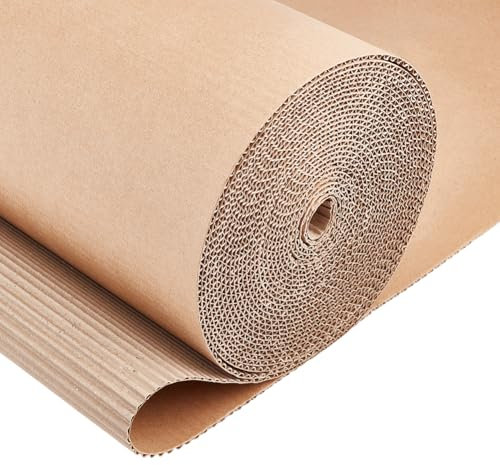 BENECREAT 10m X 30cm Braune Einseitige Wellpappe Rolle, Strapazierfähiges Wellpappe Verpackungspapier zum Verpacken, Versenden, Umziehen, 2 mm dick