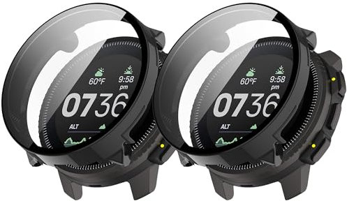 Schutzhülle Kompatibel für Suunto Vertical Hülle mit Displayschutz, Rundomschutz Schutzglasfolie Härte PC mit Gehärtetes Glas Case für Suunto Vertical (Schwarz+Schwarz)