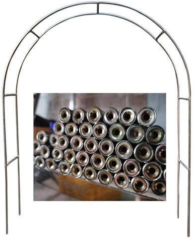 FT Outdoor Decorative Metal Archway with Side Planter Boxes and Bench Seating Perfect for Garden Parties and Events
