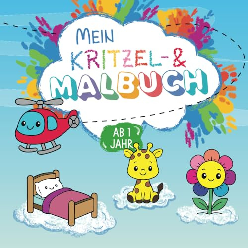 Kritzelbuch & Malbuch ab 1 Jahr – 62 XXL-Ausmalbilder mit dicken Konturen für Kleinkinder ab 1 Jahr: | Fördert Feinmotorik & Kreativität | Tiere, ... mehr | Geschenk f. Junge & Mädchen 1-4 Jahre