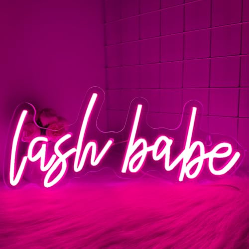 RuCvixkt Lash Babe Neon Sign for Wall Decor, Beautiful Pink Lashes Baby Neon Sign for Lash Room Decor, LED Light Sign for Lash Salon, Beauty Room, Nails Hair Bar, Gift for Girls
