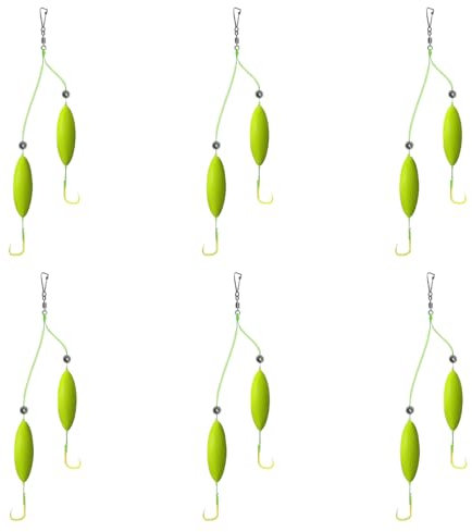 6 Pcs Double Reverse Fishing Hook Set, Anti Tangle Split Fishing Hooks, Snag Resistant Split Hook Design for Smooth Casting, Surf Fishing Floats Tackle for Beginners