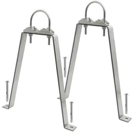 CYANTEKOMS 2Pack Antenna Wall Mount,Heavy-Duty Antenna Mast Clamp Accessories Kit with 2 Brackets & lags Bolts for TV Antenna Mast (Wall Mount(SS304-12Inch))
