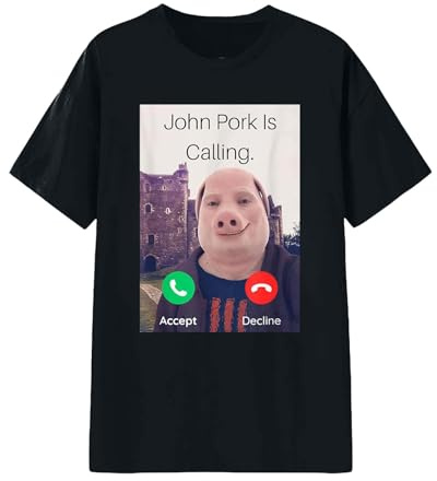 Unisex T-Shirt mit 'John Pork is Calling' Meme - Lustiges Oberteil mit Kult-Charakter | Humorvolles Shirt für Kenner der Internetkultur