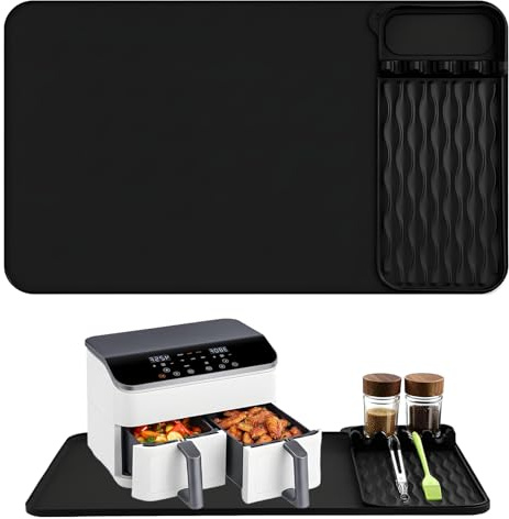 Dengthrive Heat Resistant Mat: 65×40 cm Silicone Mats for Worktops Compatible with Kitchen Holder Pad for Ninja/Russell Hobbs/Tower/Salter Microwave/Air Fryer/Oven