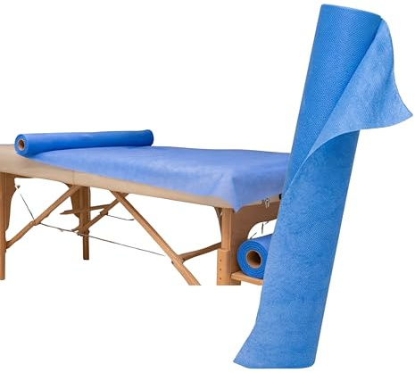 ZOLVIDA Einweg Bettlaken auf Rolle Vliesstoff Massageliege Bezug 80x180cm 50 Abrissen 90 m Blau 25 g/m² SMS Perforiert Abreißbar für Kosmetikliege Spa Friseur Salon