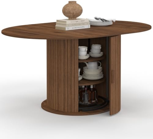 IDMarket – Mesa de comedor extensible redonda Julieta 110-150 cm nogal