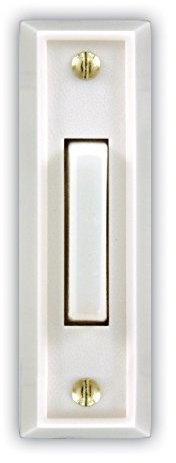 Heath Zenith 715W-1 Wired Door Chime Push Button, White with White Lighted Center Bar by Heath/Zenith