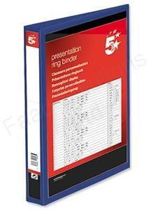 5 Star Office A4 Presentation Ring Binder Pack of 10 – Polypropylene 38mm 4D-Ring Blue
